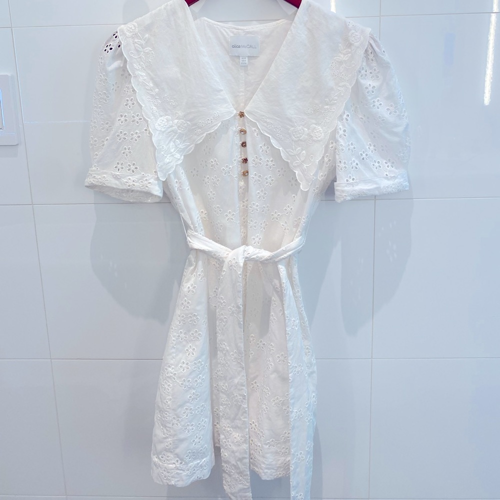 Alice McCall white eyelet mini dress